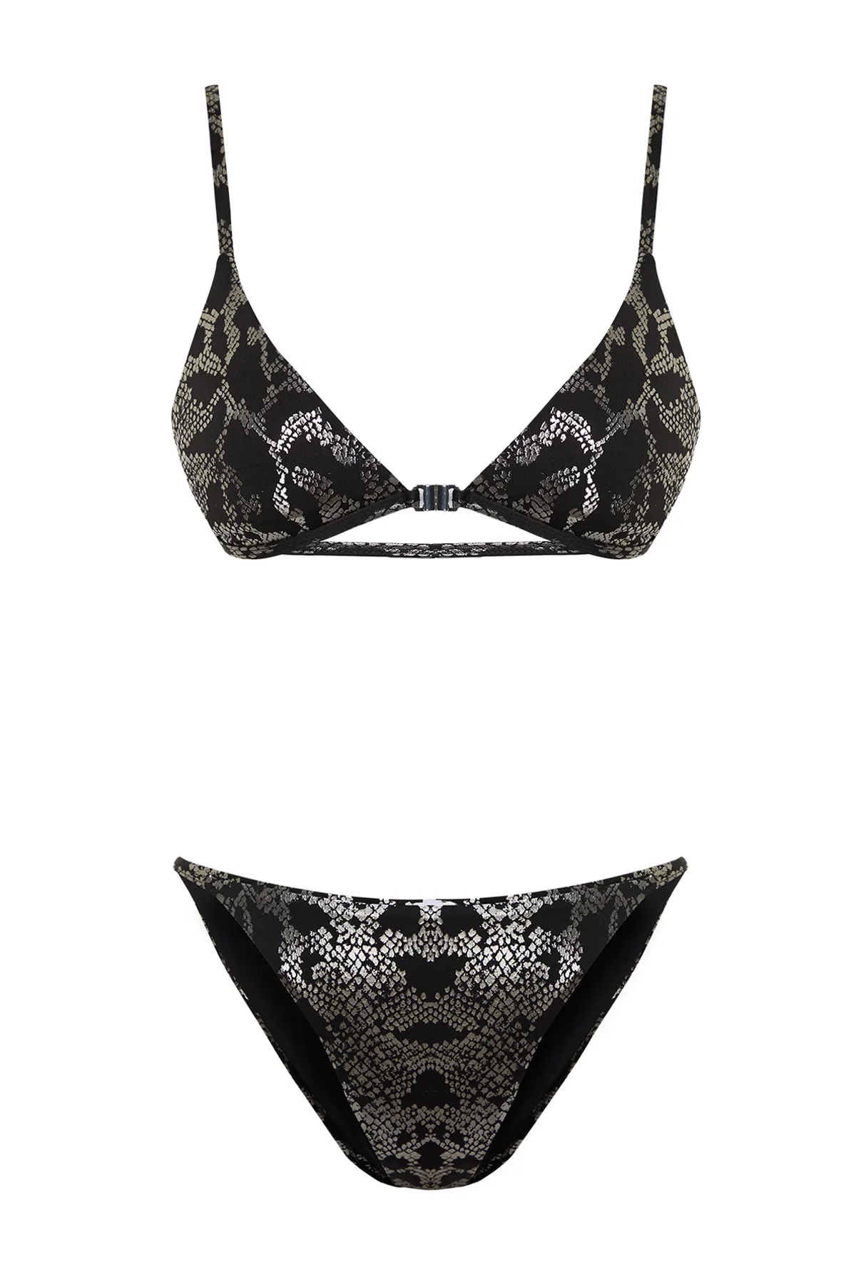 Trendyol Collection  Brasilianisches Bikini-Set mit Tiermuster-Dreieck und glänzendem Lackdruck TBESS24BT00050