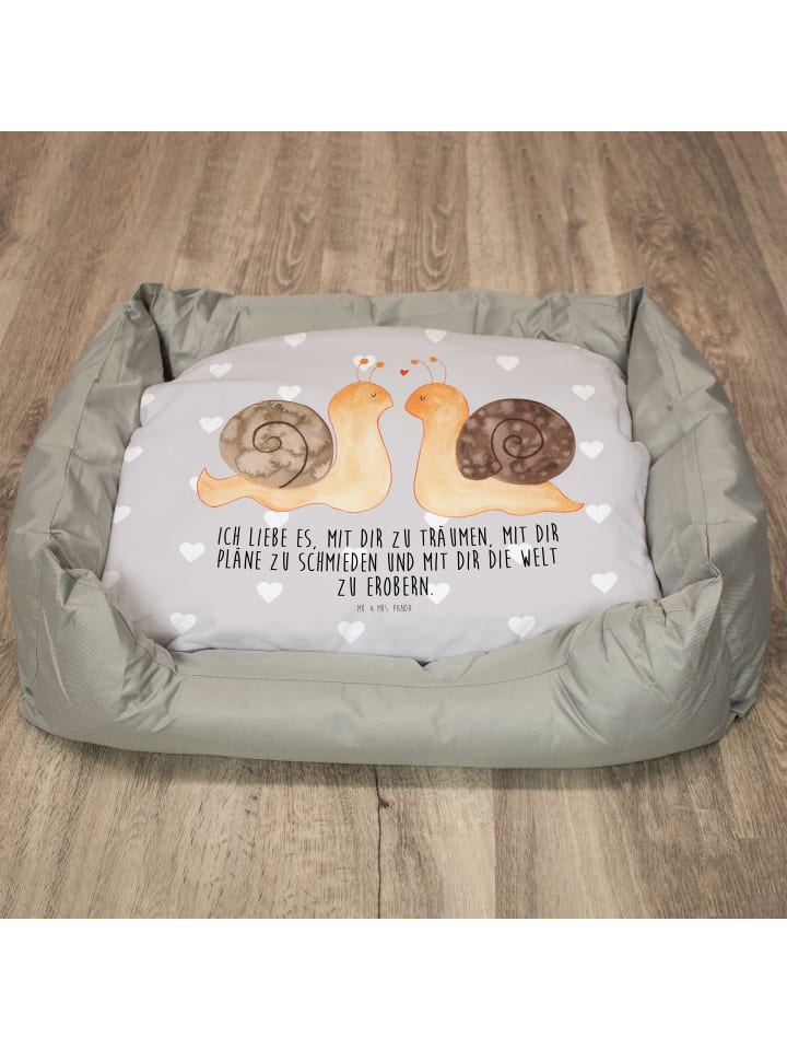 Mr. & Mrs. Panda Katzenbett Schnecken Liebe mit Spruch in Grau Pastell günstig kaufen onesize