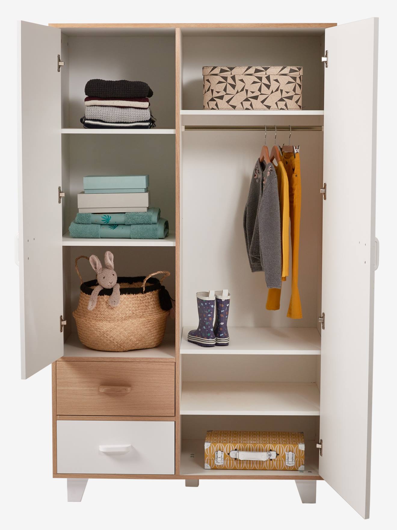 Vertbaudet Kinder Kleiderschrank HOPLA, 2 Türen - weiß
