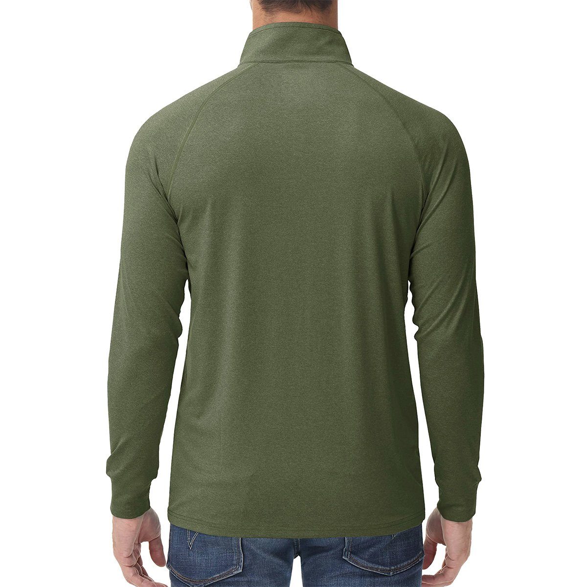 MEETYOO Langarm-Poloshirt Herren Langarm Poloshirt Funktionsshirt (Rollkragenshirts, Langarmshirt, Basic Shirt, Sweatshirt, Pullover, Longsleeve) 1/4-Reißverschluss, UPF 50+, Tops