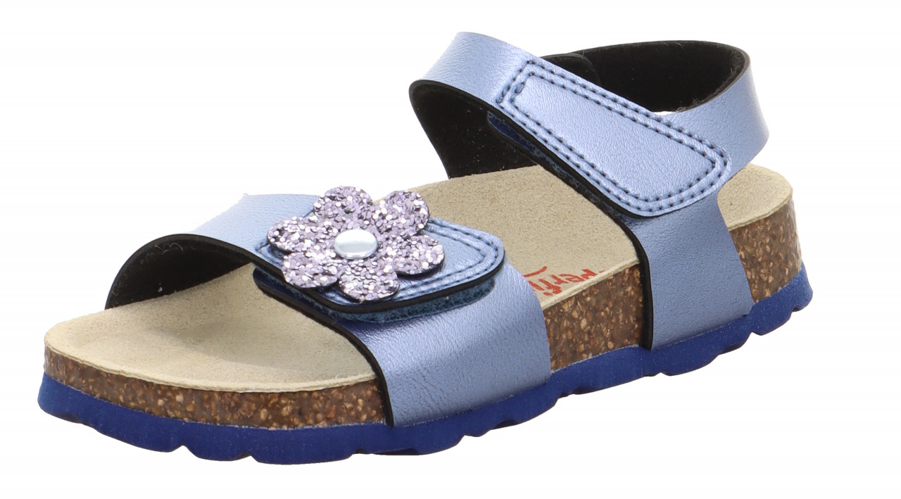 FUSSBETTPANTOFFEL - Blau Sandale mit Klettverschluss