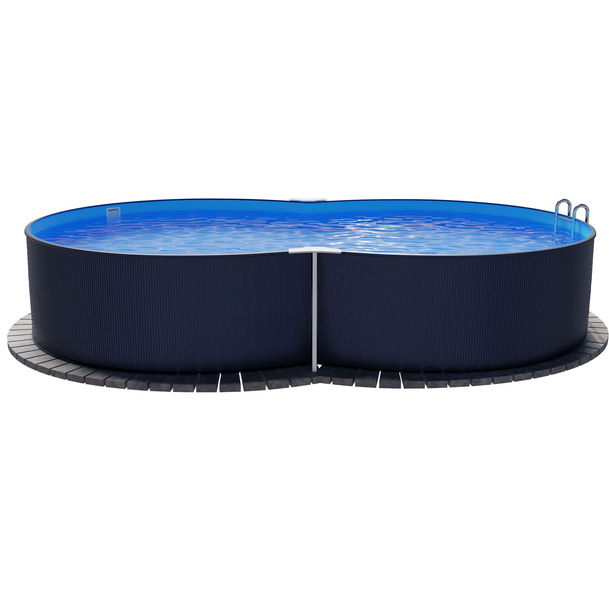 Planet Pool Achtformpool Stahlwandpool achtform 470x300x120 cm, Stahl 0,4 m (Einzelbecken), verzinkte Stahlwand
