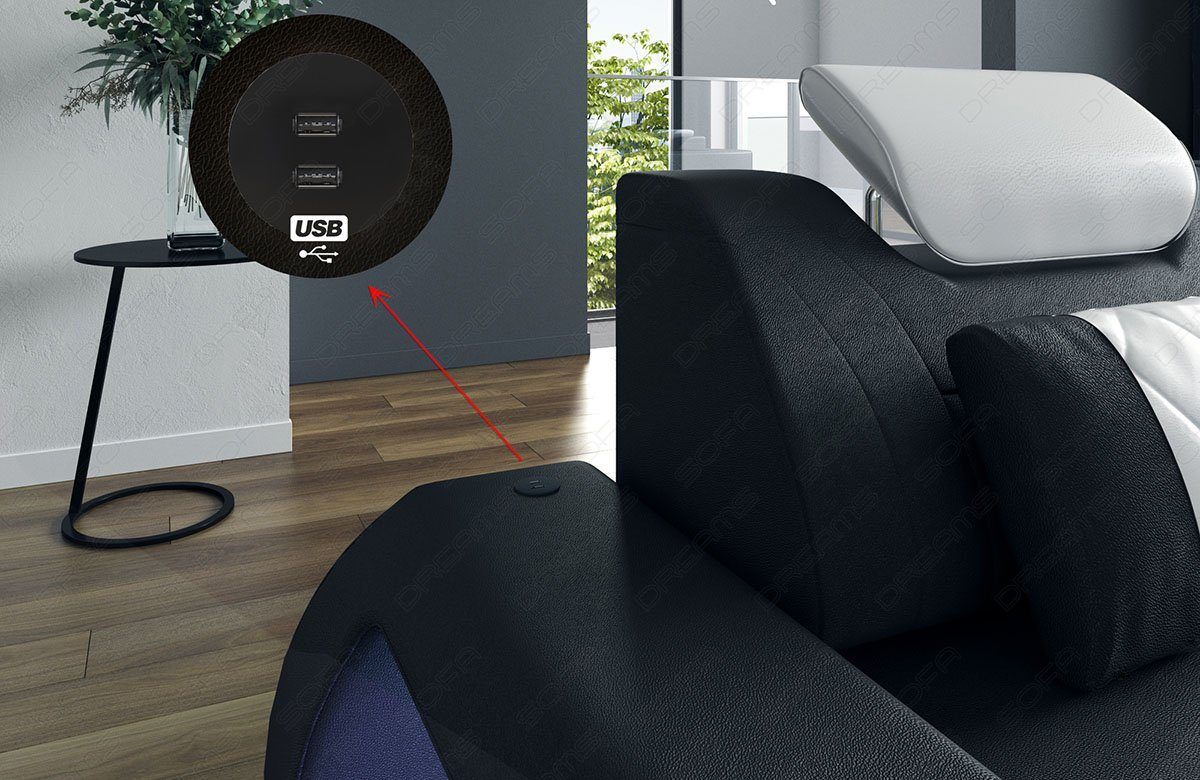 Sofa Dreams Wohnlandschaft Sofa Ledercouch Leder Rimini XXL U Form Ledersofa, Couch, mit LED, wahlweise mit Bettfunktion als Schlafsofa, Designersofa