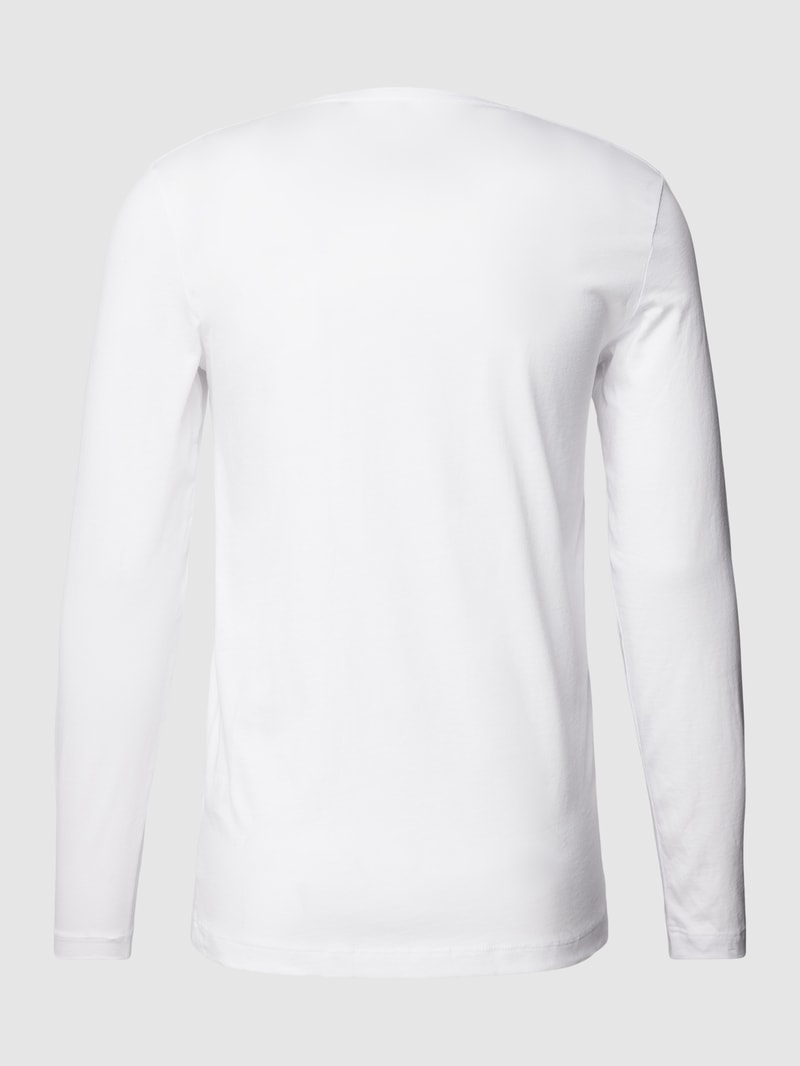Longsleeve mit geripptem Rundhalsausschnitt im 2er-Pack in weiß