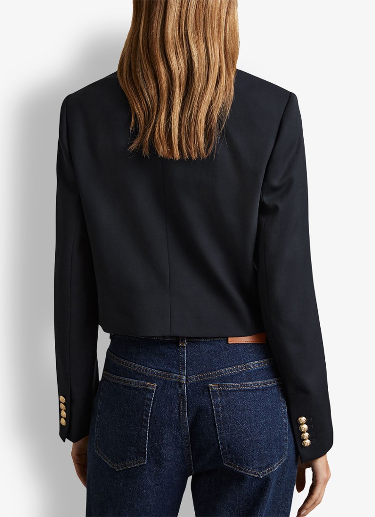 Reiss  Leigh cropped double-breasted blazer in wolblend