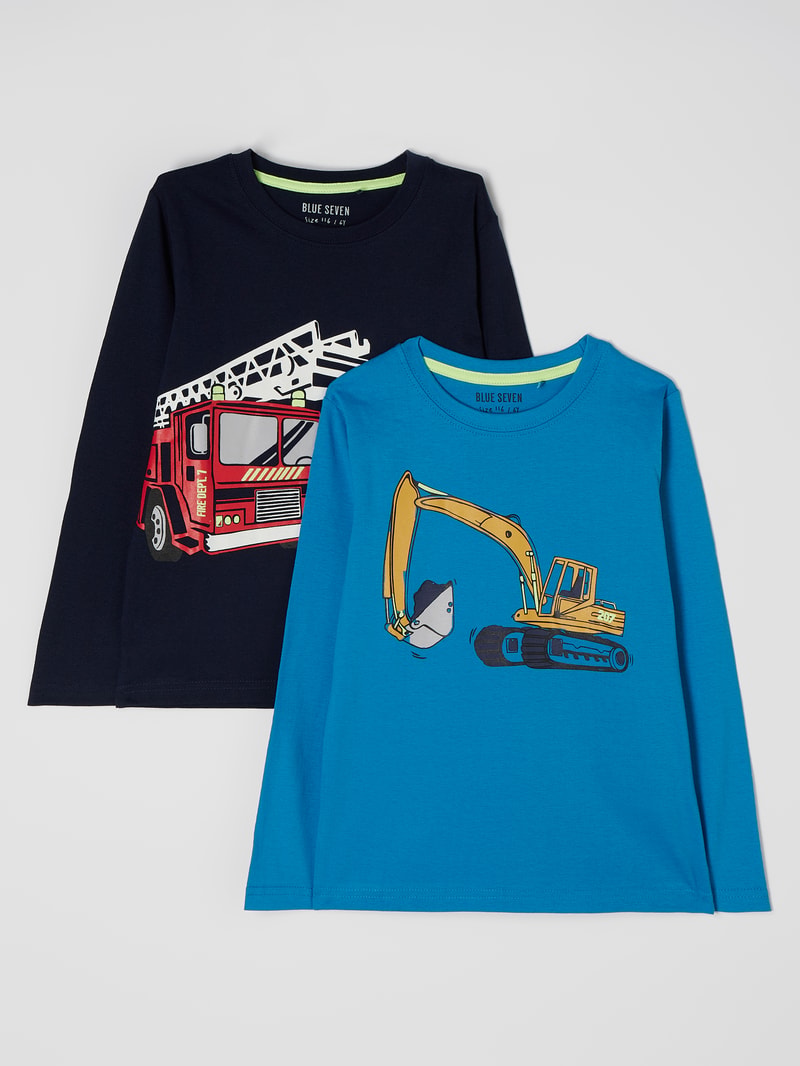 Longsleeve aus Baumwolle im 2er-Pack in marineblau