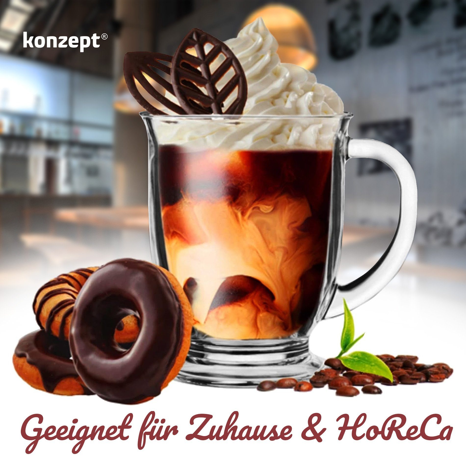 Konzept 11 Gläser-Set Teegläser mit Henkel 4/6 Stk. Glühweinbecher