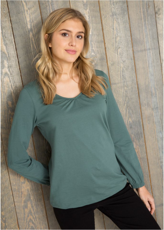 Baumwoll Langarmshirt mit Gummizug