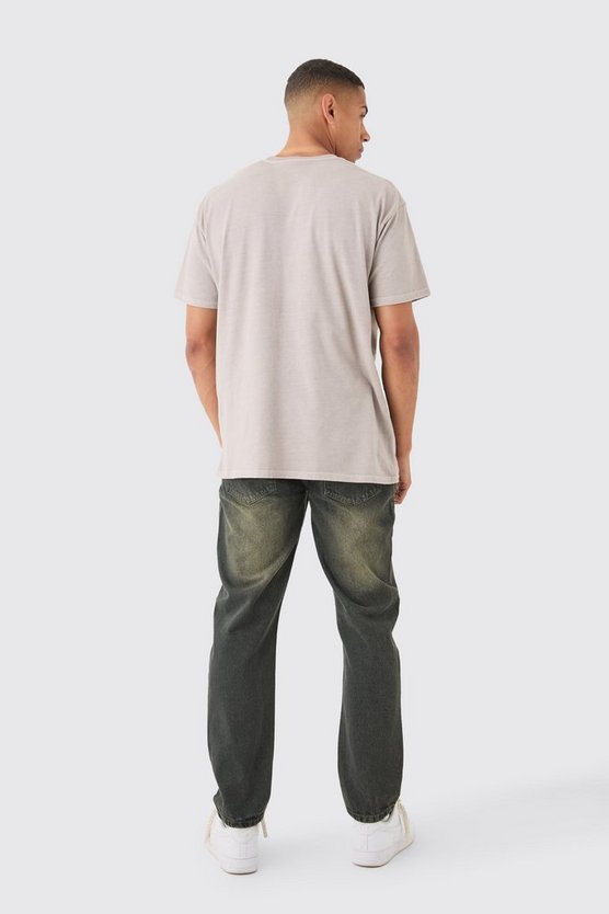Graue Jeans mit geradem Bein