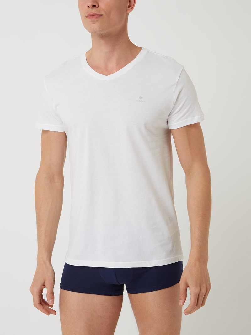 T-Shirt im 2er-Pack mit Brand-Schriftzug in weiß