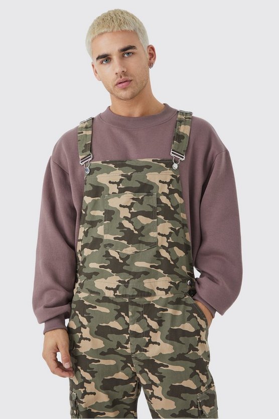Lockere Camouflage Cargo-Latzhose