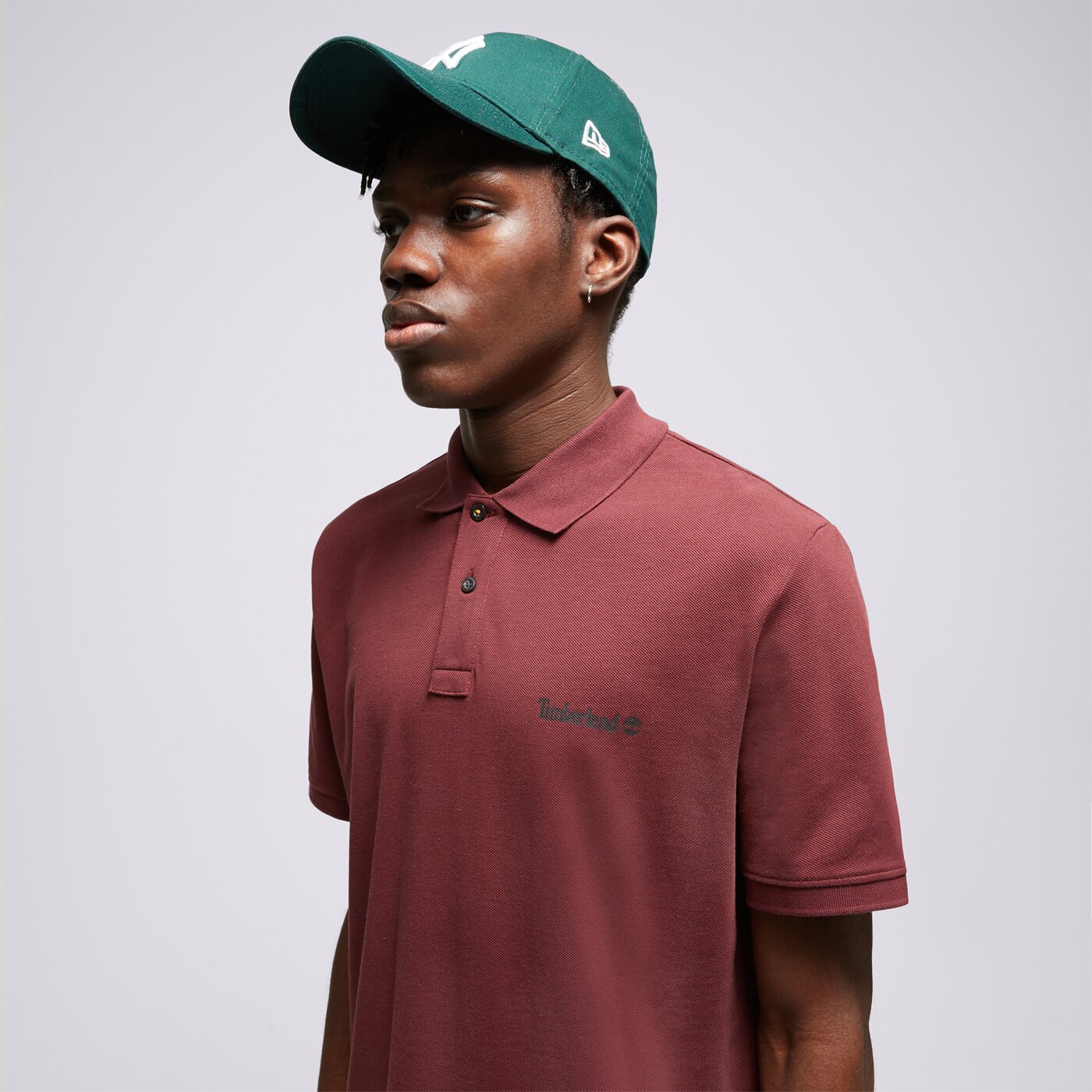 TIMBERLAND T-SHIRT SMALL LOGO PRINT POLO (REGULAR) Dunkelrot