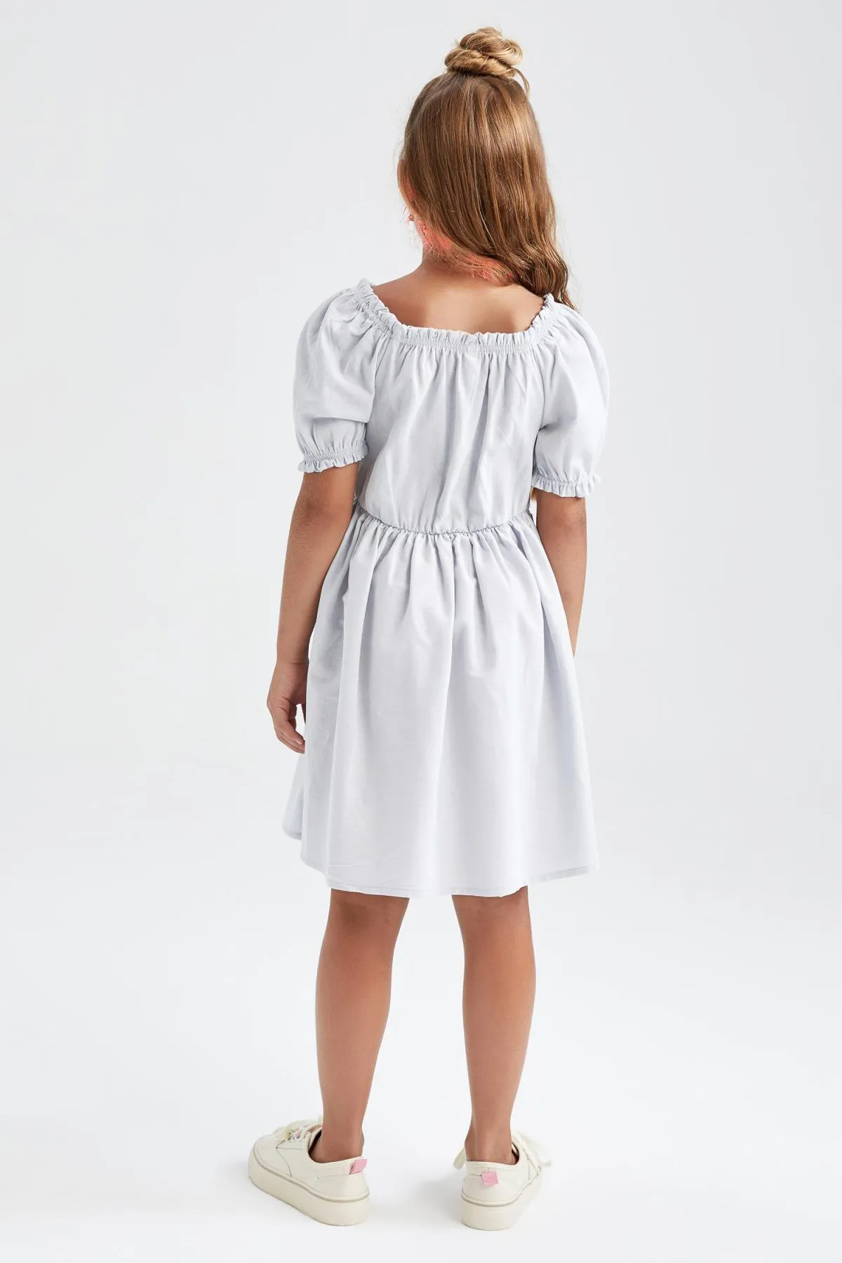 DeFacto  Mädchen Kurzarmkleid aus Baumwolle und Leinenoptik W7755a622sm