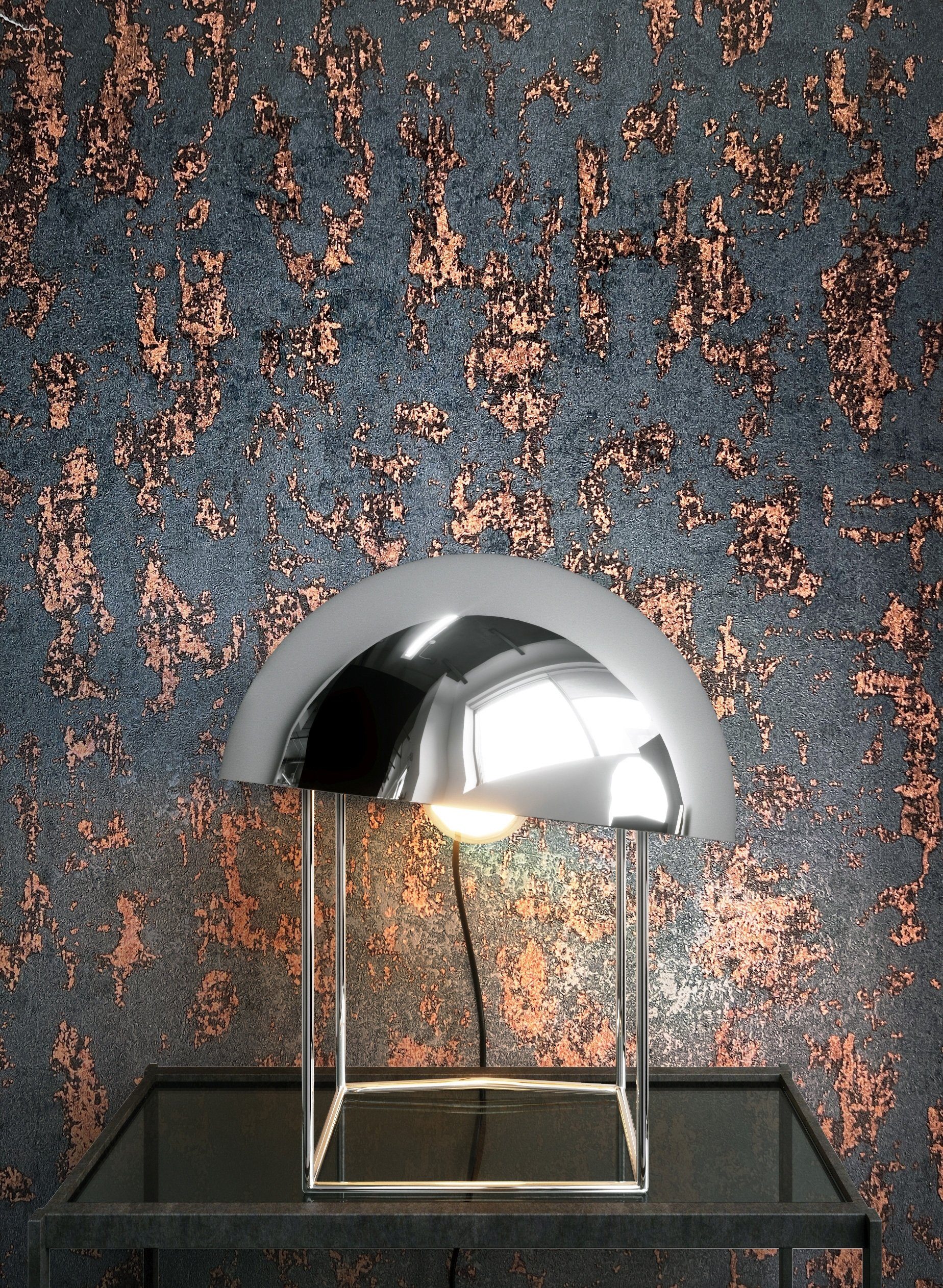 Newroom Vliestapete, Anthrazit Tapete Industrial Beton - Betontapete Blau Kupfer Loft Modern Zement Putz für Wohnzimmer Schlafzimmer Küche