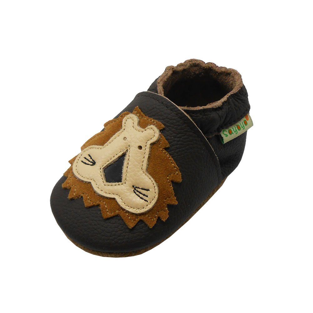 Yalion Weiche Leder Krabbelschuhe Lauflernschuhe Hausschuhe Lederpuschen Löwe 100% Leder Lauflernschuh