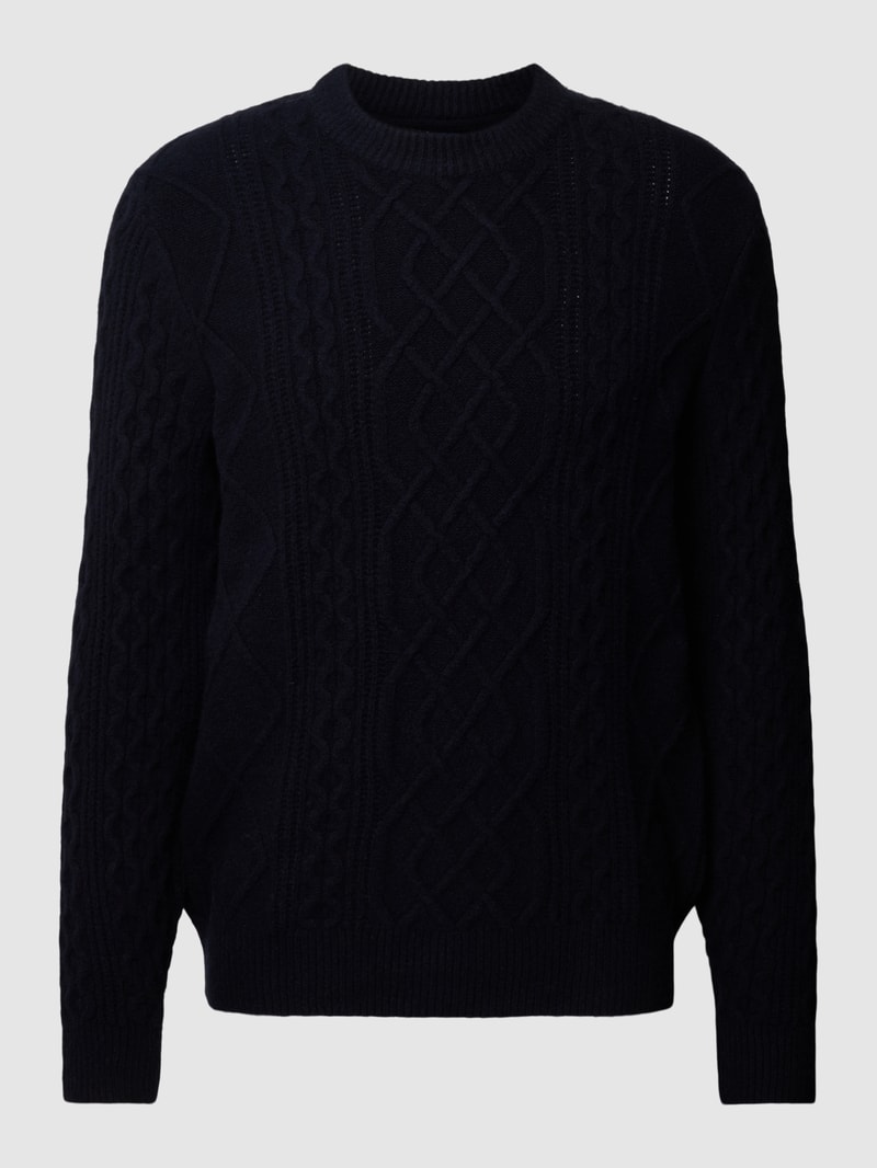 Strickpullover mit Strukturmuster in marineblau