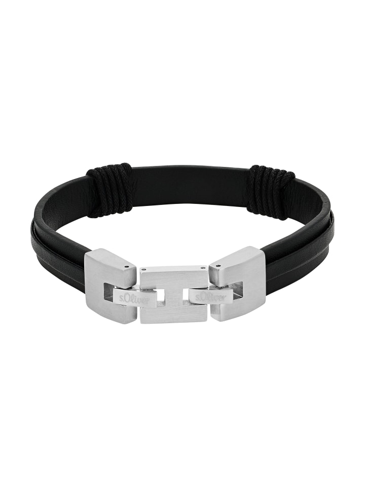 s.Oliver Armband Edelstahl in Schwarz günstig kaufen 22 cm