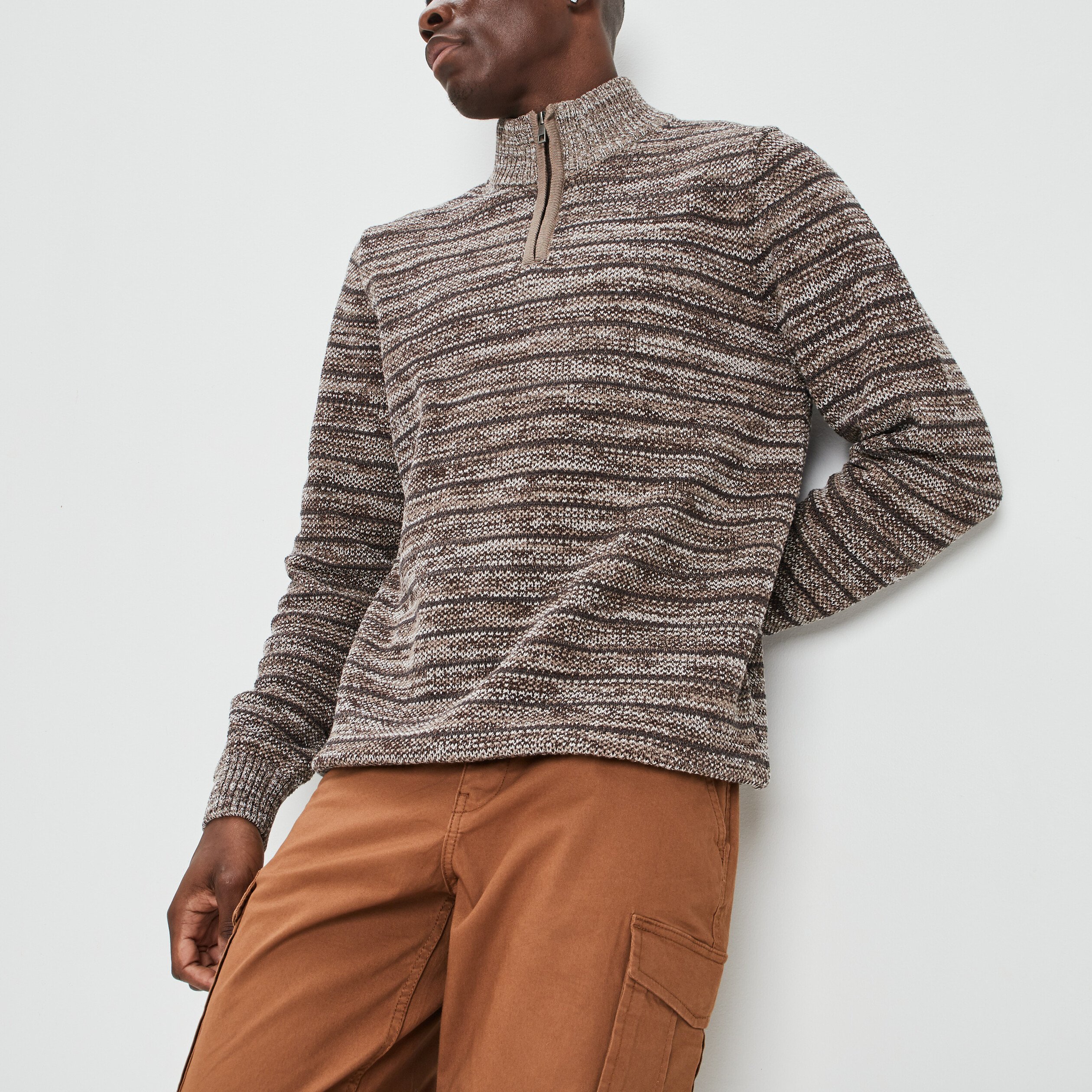 Pull avec col montant camel homme | La Halle