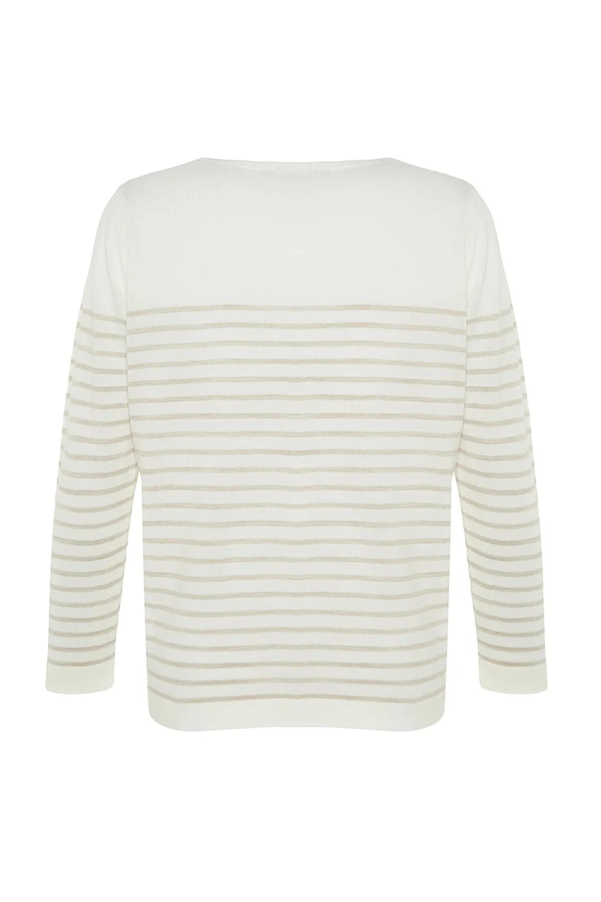 Trendyol Collection  Ecrufarbener Basic-Strickpullover mit Streifen TWOAW23KZ01846