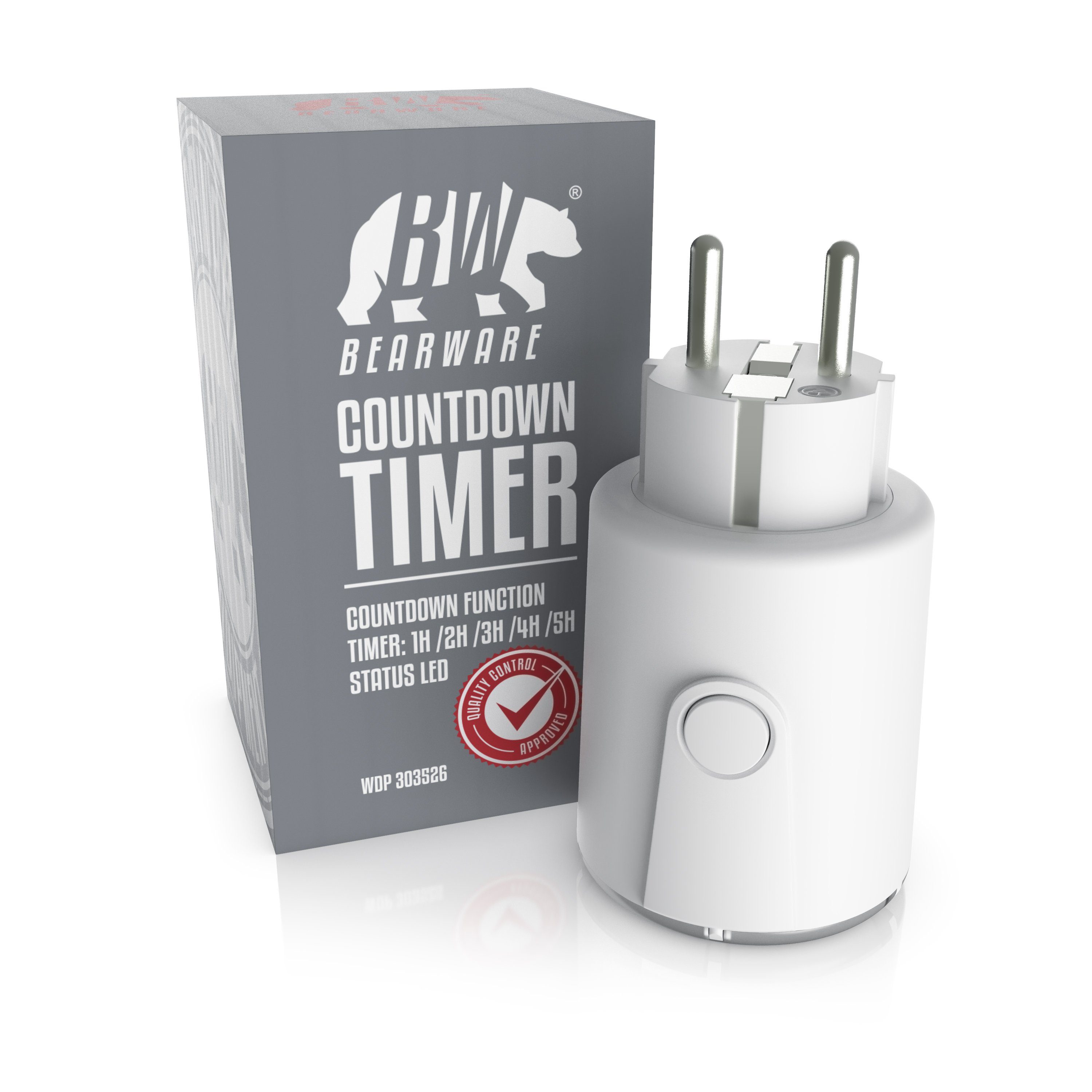BEARWARE Zeitschaltuhr, mechanisch, Steckdose mit Countdown Timer mit 5 einstellbaren Zeitintervallen