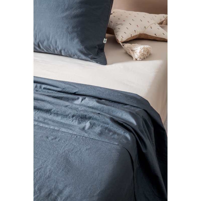 Drap plat 1 personne en Percale de Coton Bio lavé 180 x 290 cm