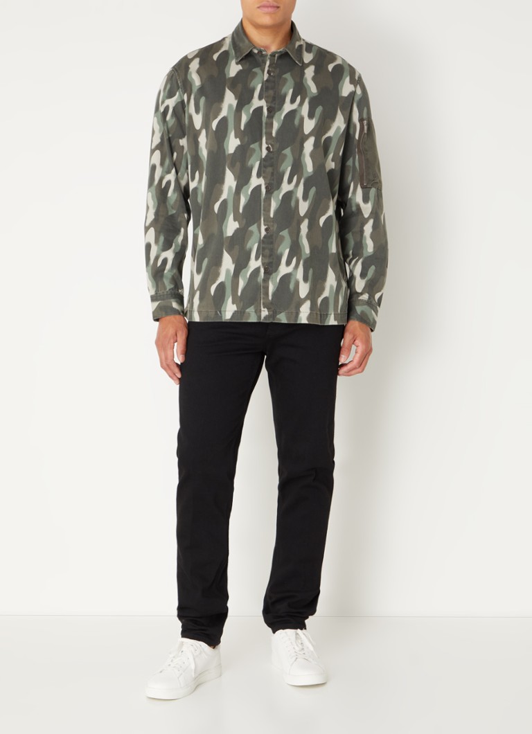 Camicia-giacca Armani Exchange con stampa mimetica e tasca con zip