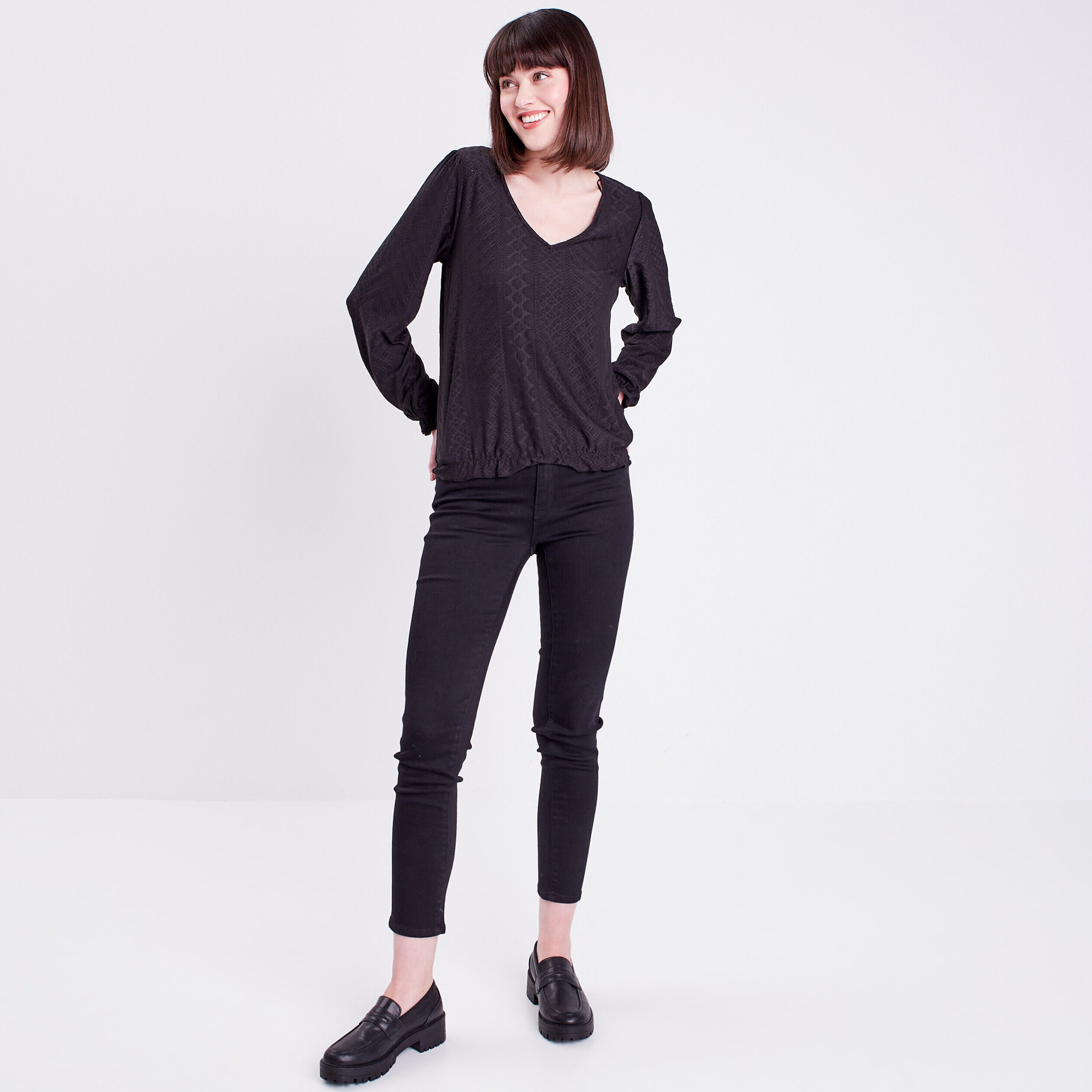 T-shirt manches longues noir femme | Cache Cache