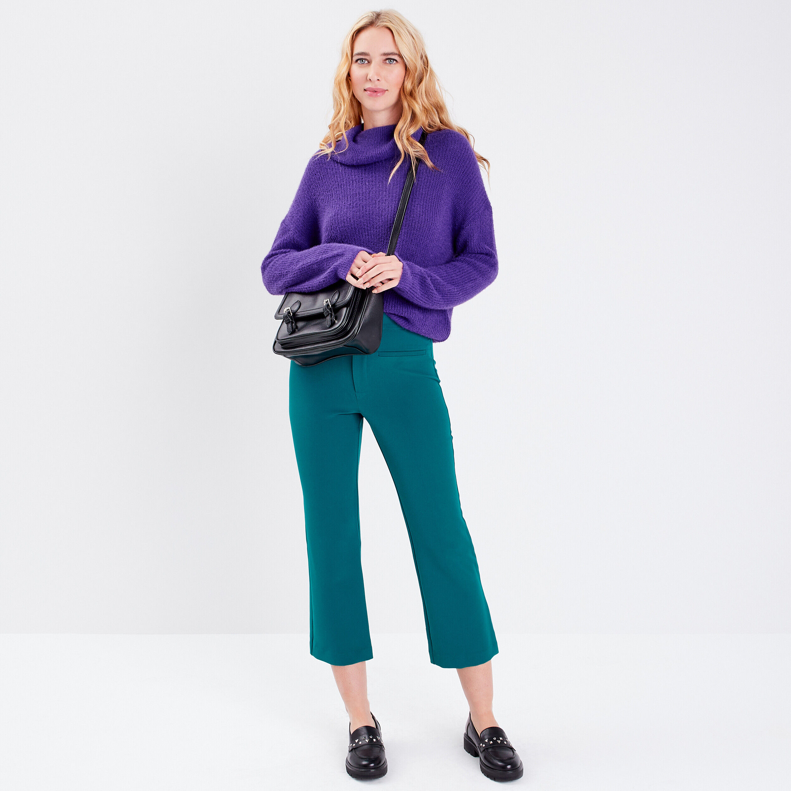 Pantalon flare 7/8ème vert émeraude femme | Cache Cache