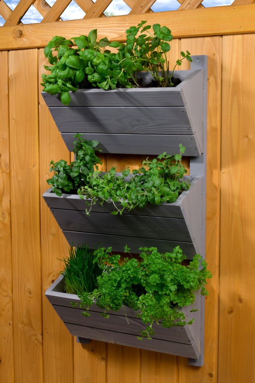 dobar 3-stufiges Wand-Pflanzbeet, Grau
