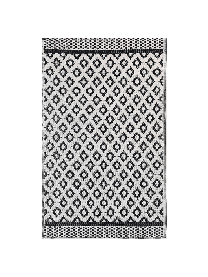Beliani Outdoorteppich THANE in Schwarz/Weiß - (W) 120 x (H) 0.5 x (L) 180 cm günstig kaufen onesize