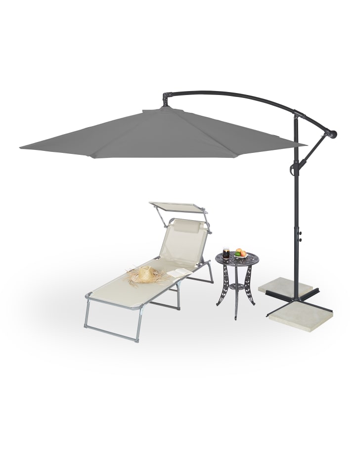 relaxdays Ampelschirm in Grau - Ø 300 cm günstig kaufen onesize