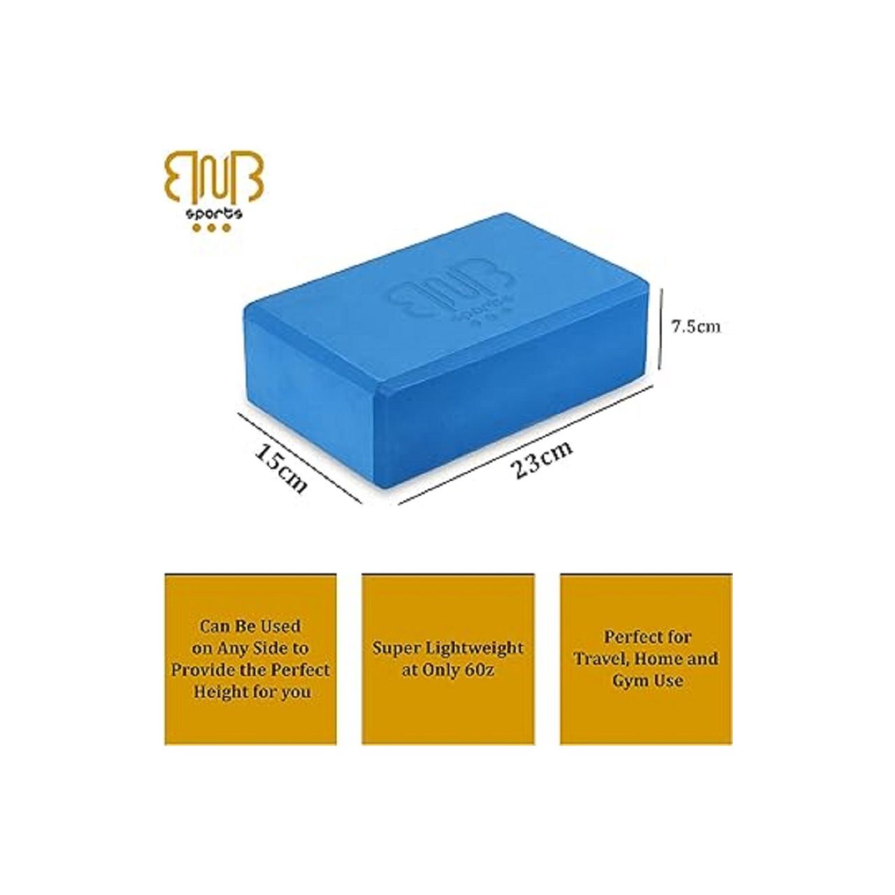 BnB Sports 2er Pack Premium Yoga Blöcke Stabile Sportmatte, rutschfest, Meditation Eva Schaumstoffblock blau