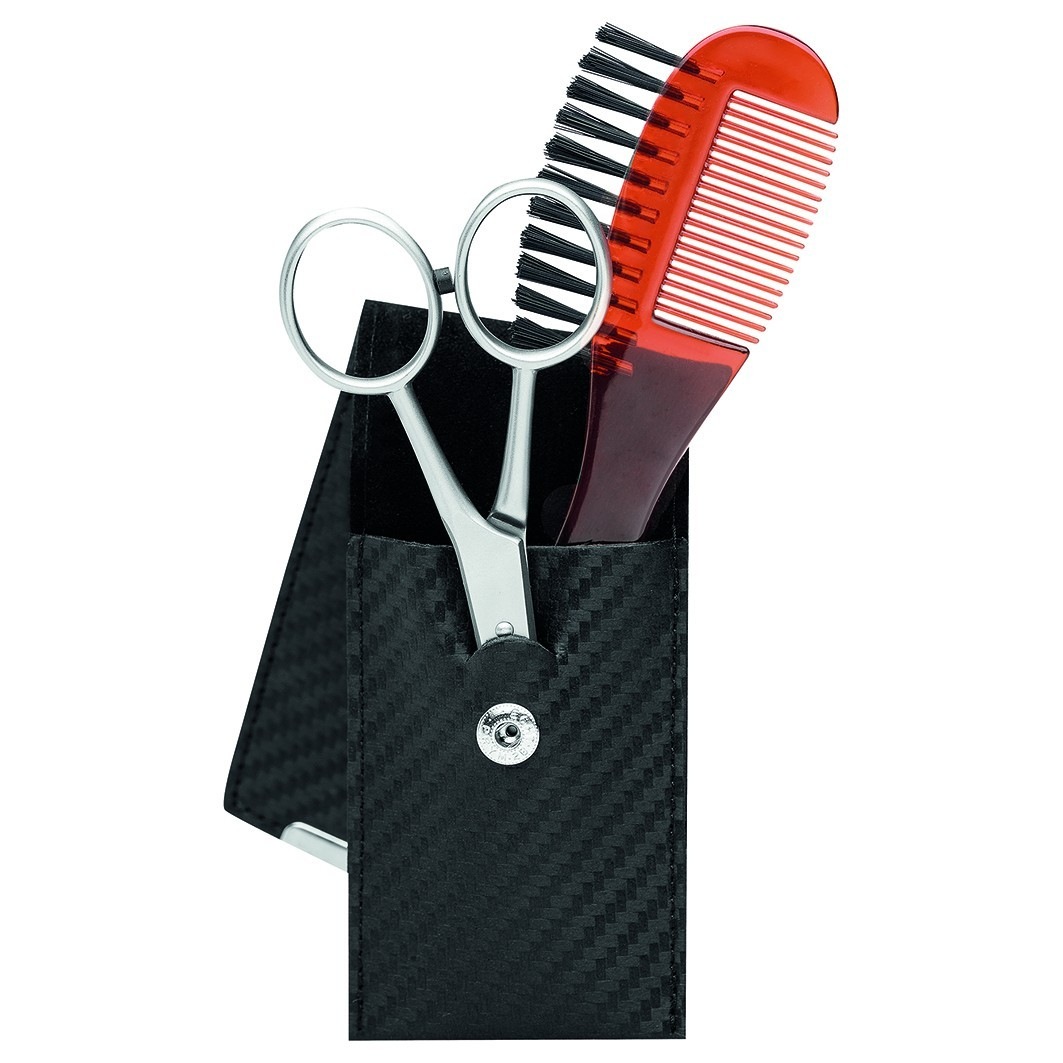 Bartpflege-Set im Etui. schwarz. 2-tlg.