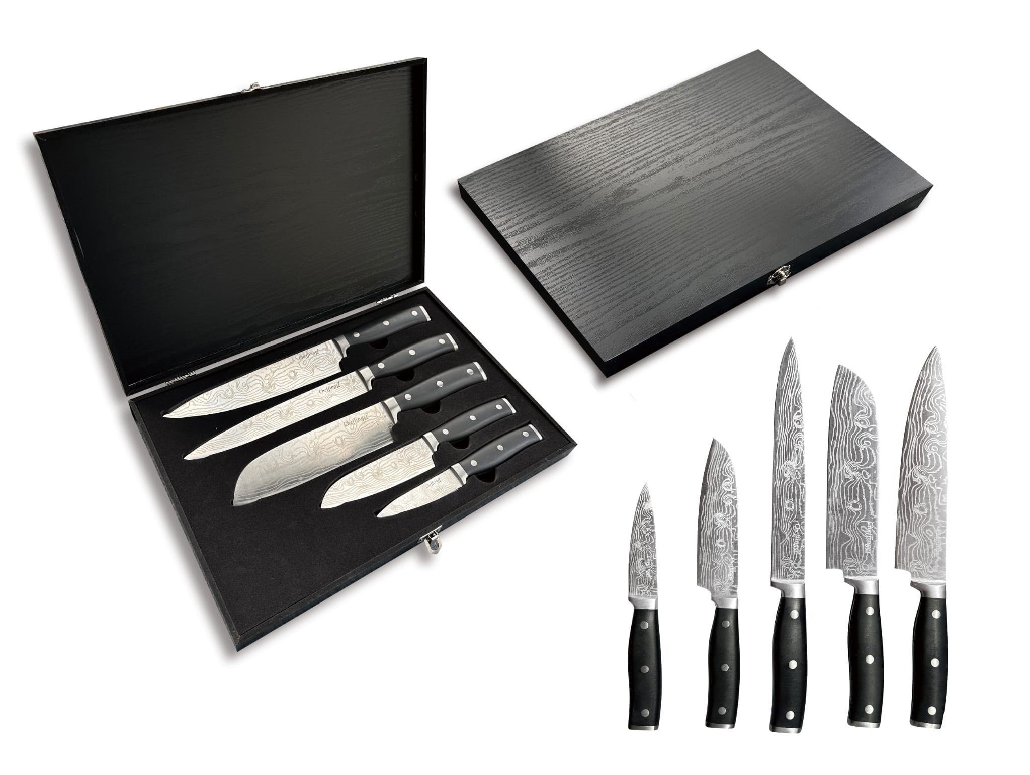 KESSMANN Messer-Set Edelstahl Profi Küchenmesser Set 6 teilig ultra scharf Messerset Box (Set, 6-tlg., Messerblock Organizer Kochbesteck Küchen Utensilien Messer Set), Kochmesser Fleischmesser Santokumesser Schälmesser Allzweckmesser