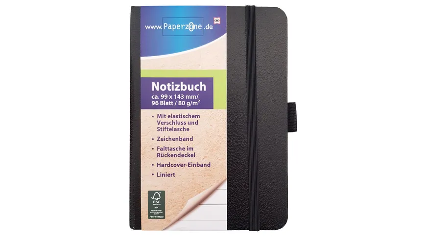 PAPERZONE Notizbuch A6 liniert schwarz