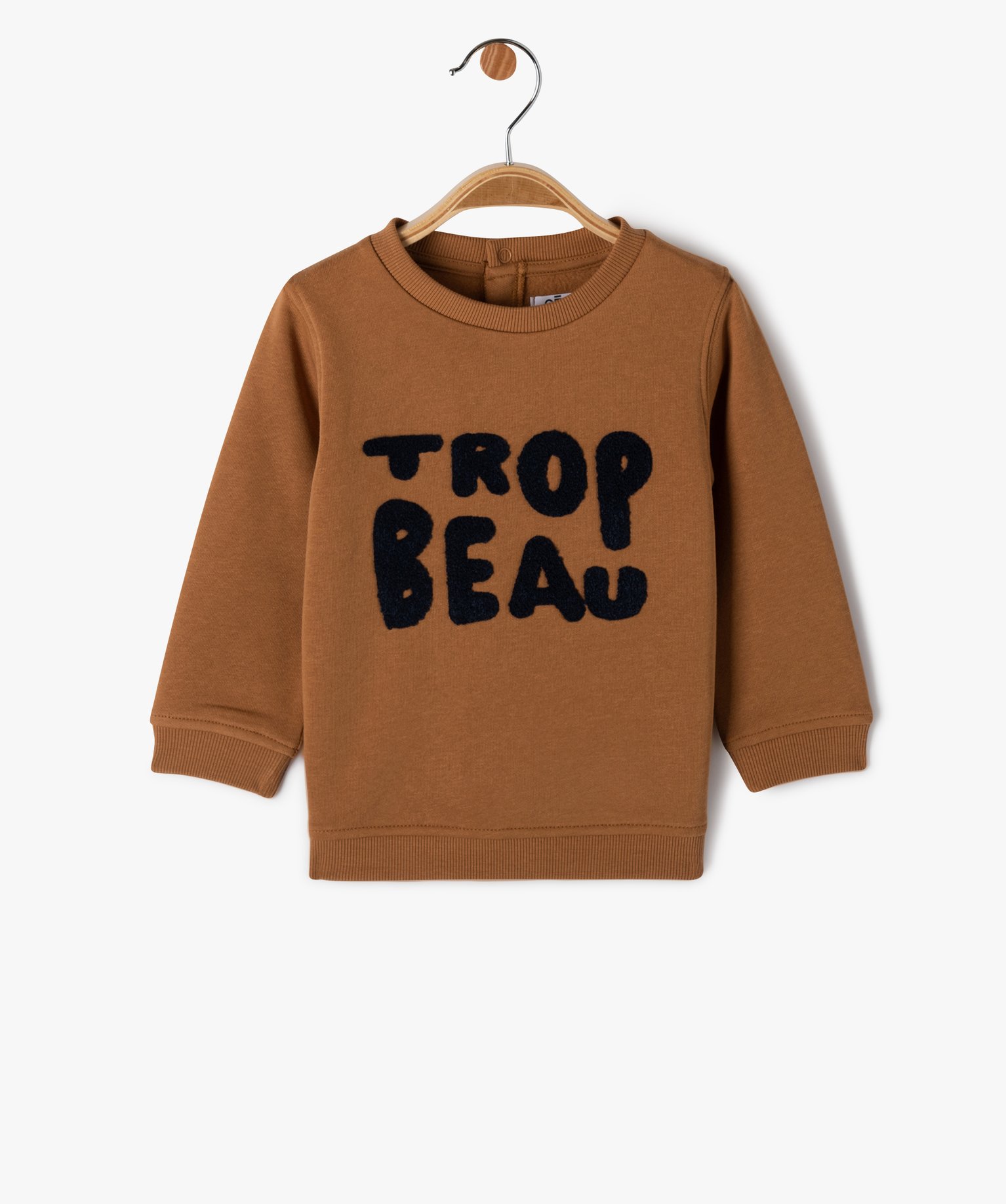 Sweat en molleton doux avec motifs bébé Garçon marron | GEMO