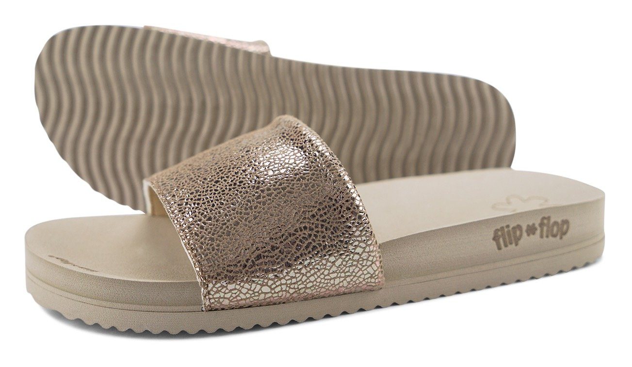 Flip Flop pool metallic cracked Pantolette mit Metallic Crush Effekt