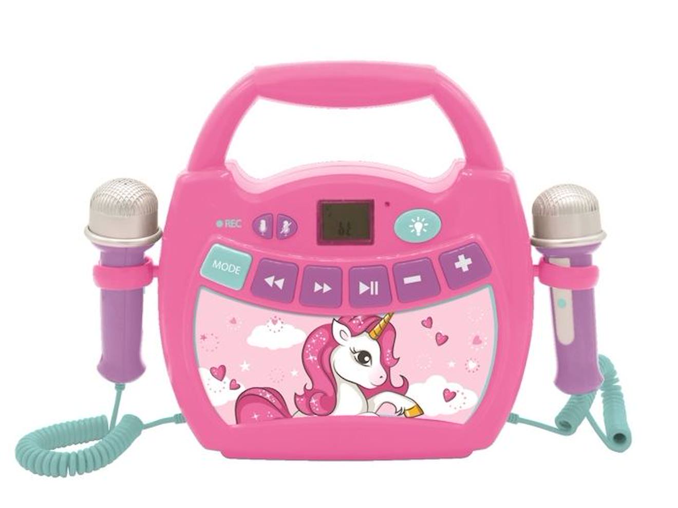 Lecteur Audio Sans Fil Portable avec 2 micros design Licorne rose