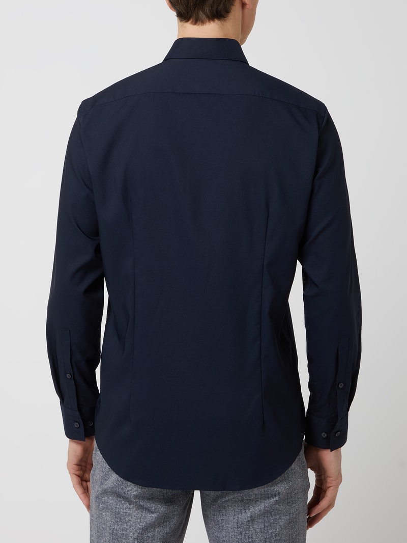 Regular Fit Business-Hemd aus Twill in marineblau