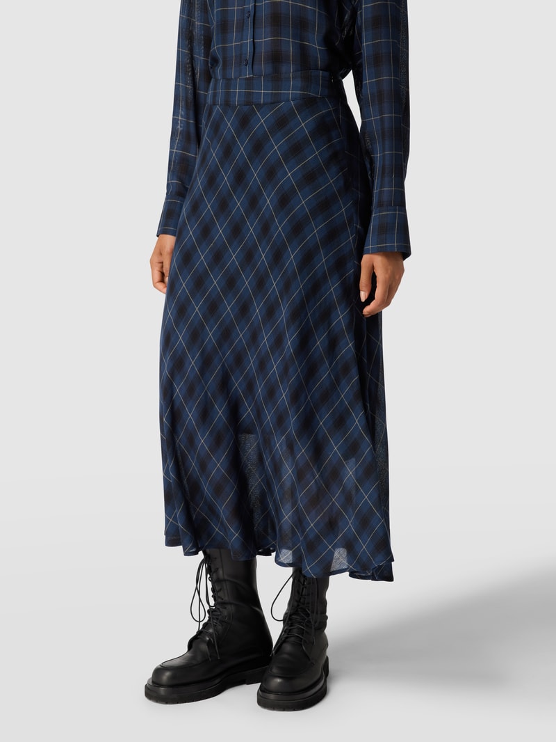 Midirock mit Tartan-Karo in dunkelblau