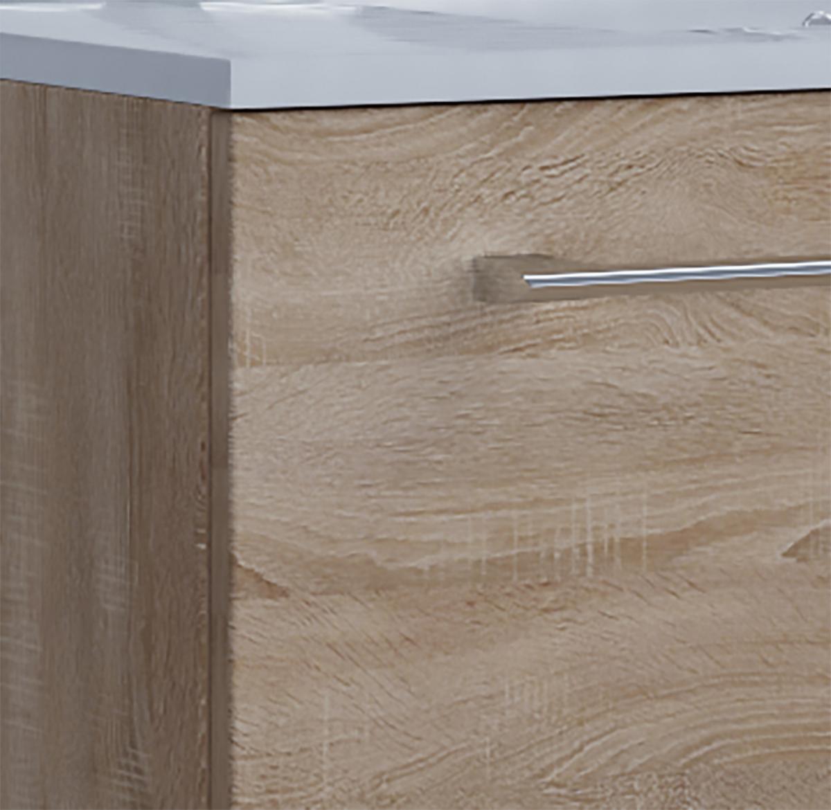 VCM 3-tlg. Waschplatz 80cm 2 Schubfächer | Mit Spiegelschrank Sonoma-Eiche