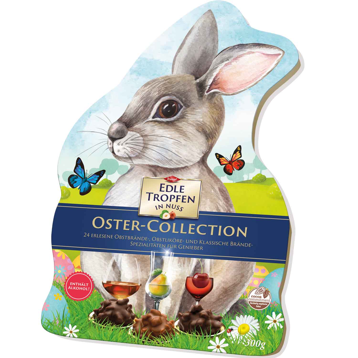 Trumpf Edle Tropfen in Nuss Oster-Collection Hase 300g