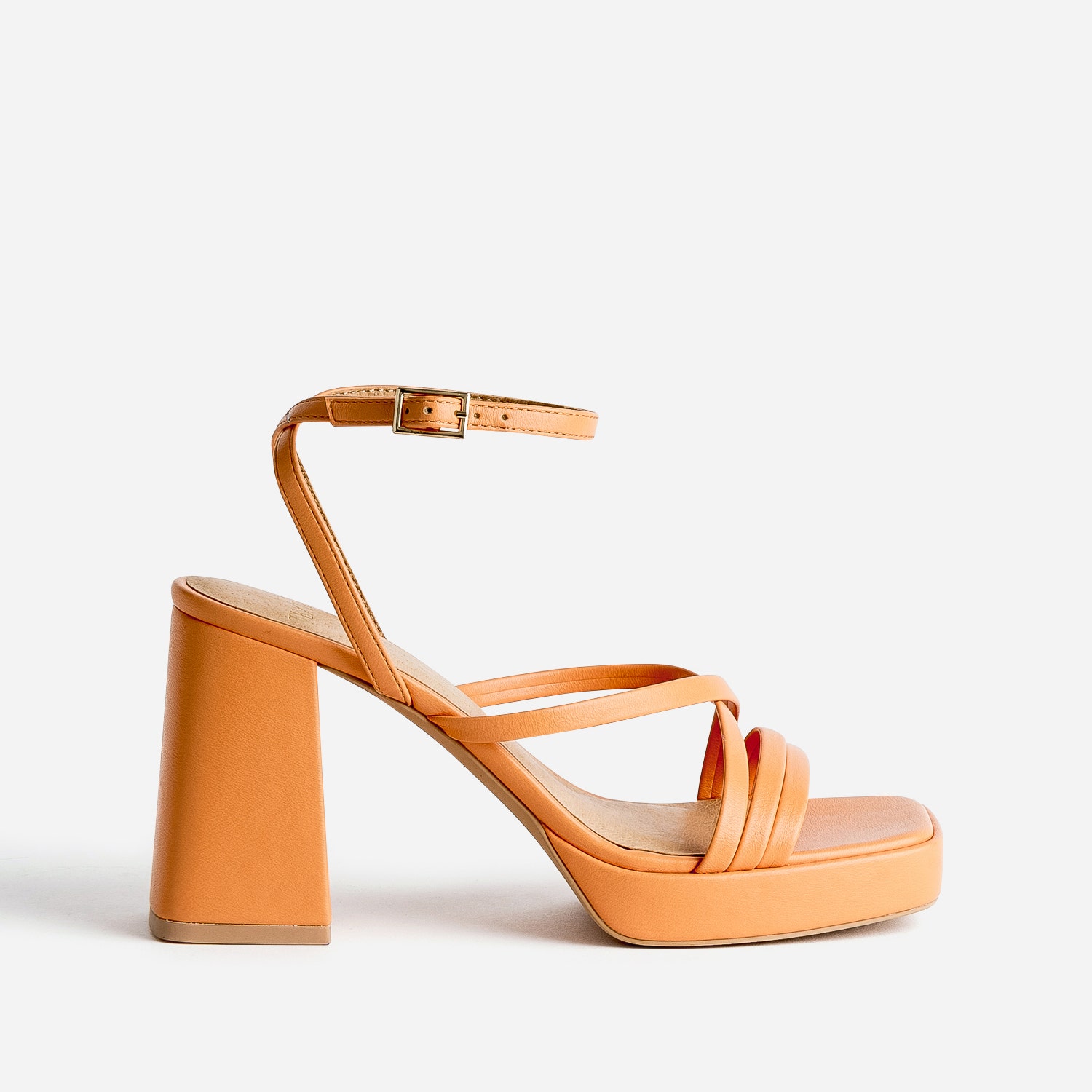 Sandale TEXTO orange à talon flare
