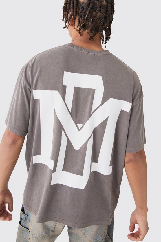 Kastiges Oversize T-Shirt mit Bm-Print