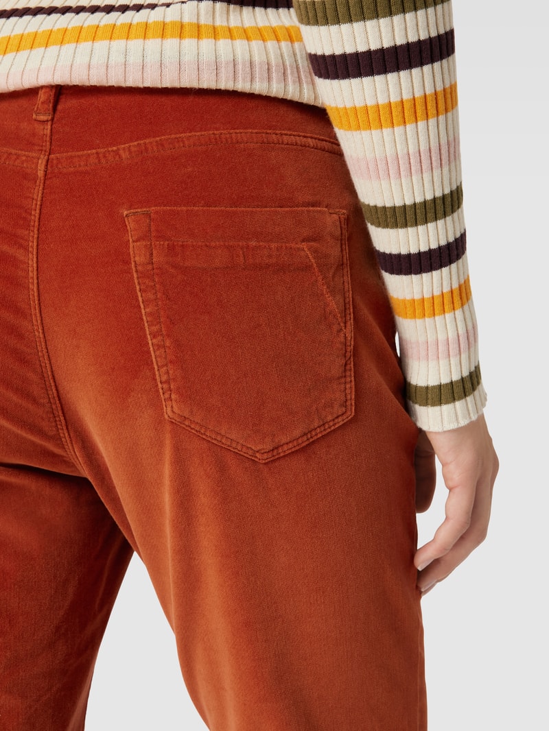 Slim Fit Jeans in Samt-Optik Modell 'Mary' in dunkel orange