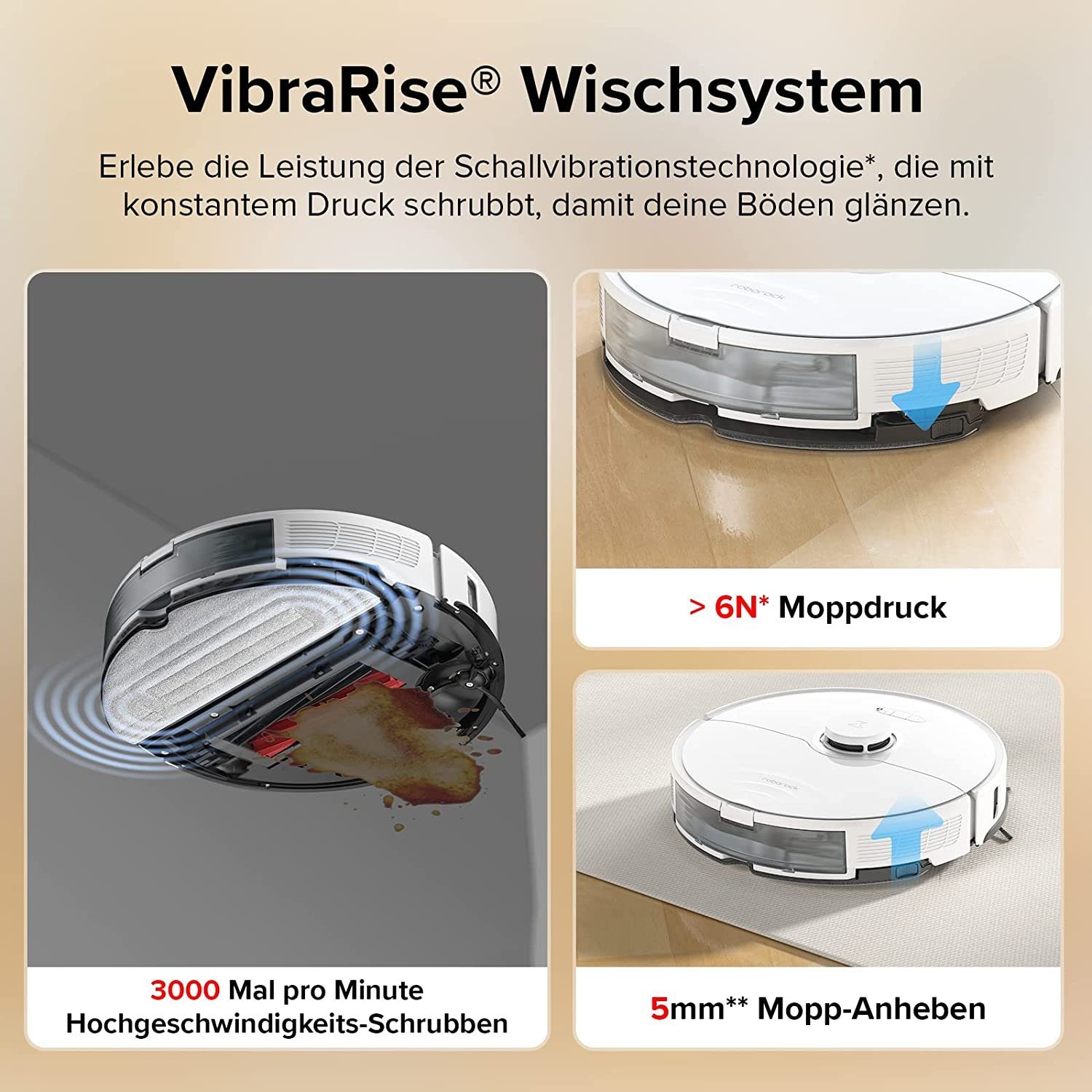 Roborock Saugroboter S8, 69,00 W, 6000Pa, DuoRoller-Bürste, Reactive 3D-Hindernisumgehung, Auto-Mop Lift, Teppich-Detektion, Kindersicherung, APP Control