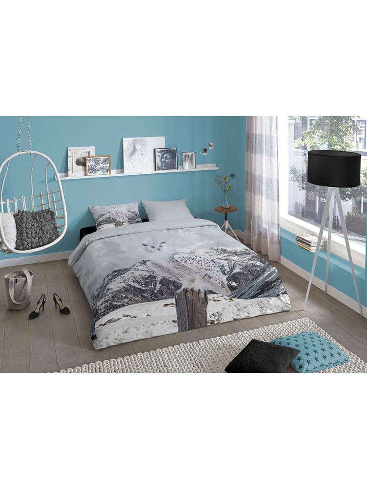 Good Morning Bettwäsche-Set in Grau/ Bunt günstig kaufen