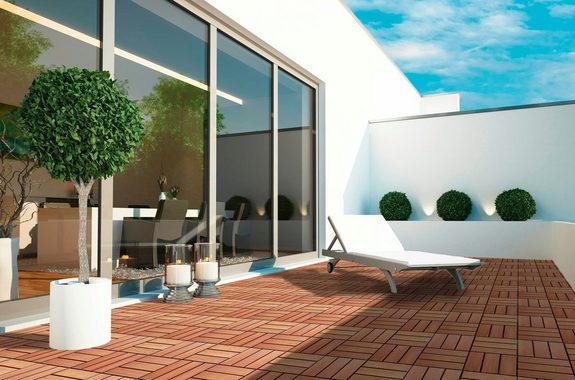 Gartenfreude Holzfliesen, Set, 10 St., 0,9 m², Akazienholz, wetterfest, mit Klickfunktion