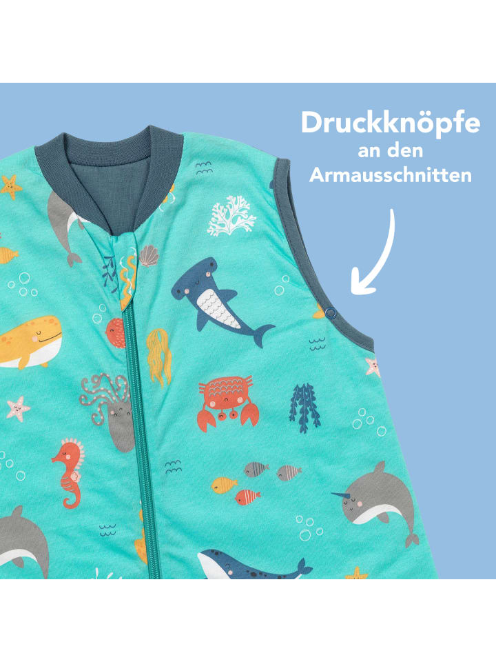 Schlummersack Schlafsack mit Füßen und umklappbaren Bündchen 1.0 TOG in Hellblau günstig kaufen