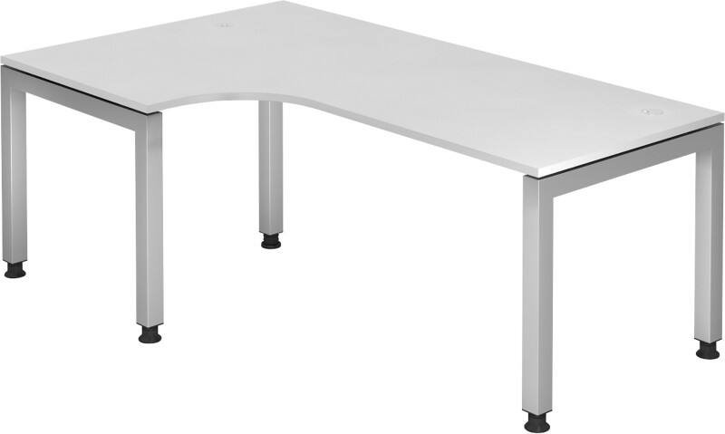 Hammerbacher J Serie Eckschreibtisch Halbkreisförmig Holz Silber 4 Füße 1.200 x 2.000 x 680 mm